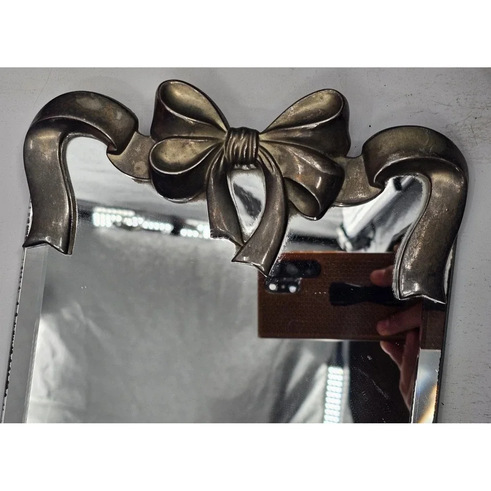 Vintage GSA Godinger Silver Plated Mirror Vanity Tray Victorian Bouquets Ribbon‎